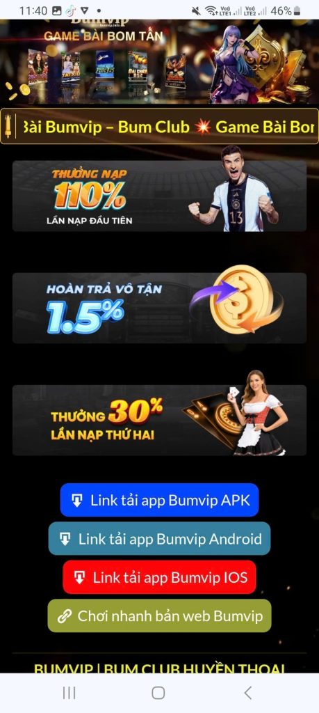 Anh em hãy truy cập vào trang chủ của cổng game Bumvip